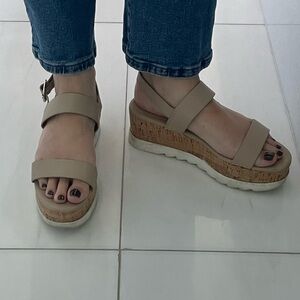Madden Girl Platform Beige Sandals